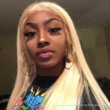 Final End Brazilian Human Hair Vendors 180 Density Ombre Ash Blonde Straight Human Hair Lace Front Wig